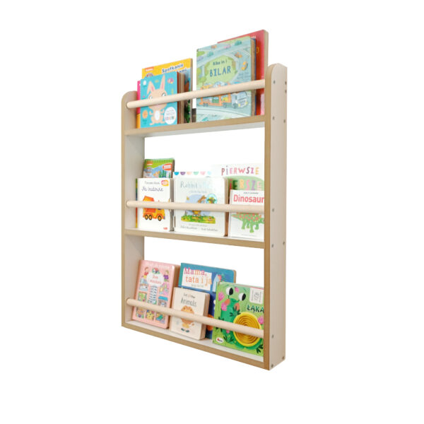 Children's Bookshelf, Wall-Mounted Bookshelf, White MDF Bookshelf, Kids Book Storage, Nursery Bookshelf, Easy Assembly Bookshelf, Toddler Bookshelf.