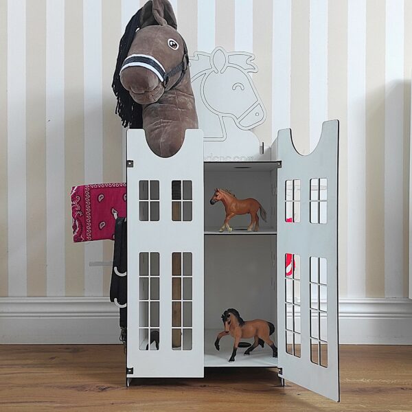 Stable for Hobby Horse White – wooden organizer for stick horses