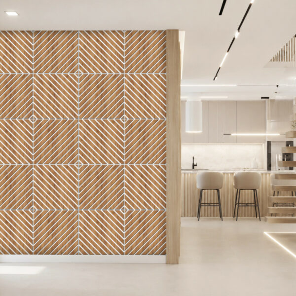 panneau mural 3d blanc et chene, design lamelles 45 degres, decoration murale, moderne bois, panneau mural effet chene, alternative moderne aux lamelles, panneau mural premium
