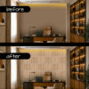 panneau mural 3d blanc et chene, design lamelles 45 degres, decoration murale, moderne bois, panneau mural effet chene, alternative moderne aux lamelles, panneau mural premium