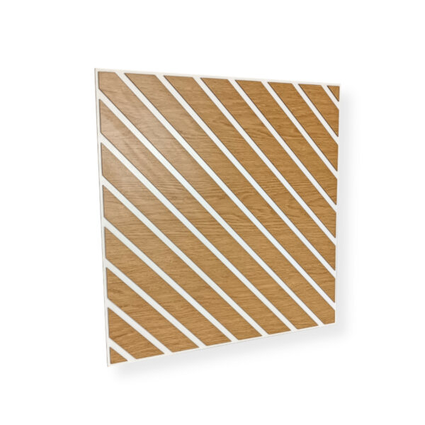 panneau mural 3d blanc et chene, design lamelles 45 degres, decoration murale, moderne bois, panneau mural effet chene, alternative moderne aux lamelles, panneau mural premium